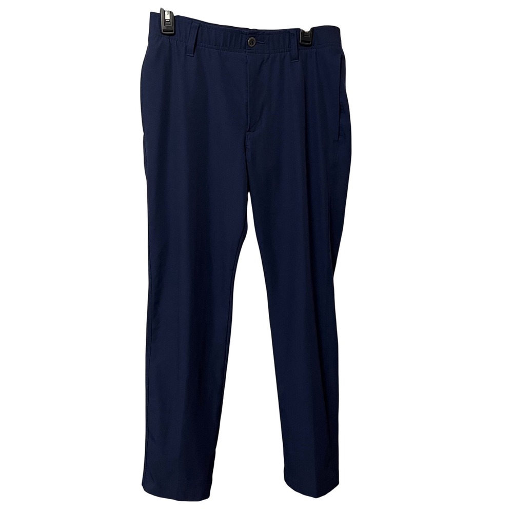Under Armour Mens Navy Blue Golf Pants Size 32x30 Flat Front Performance Stretch